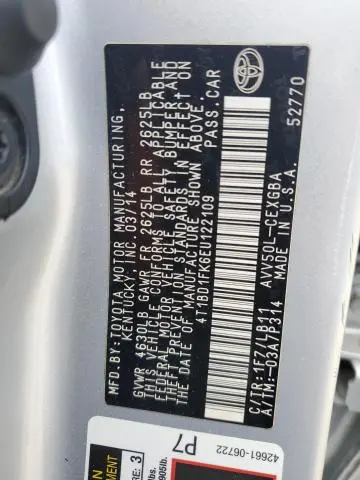 2014 TOYOTA CAMRY HYBRID  