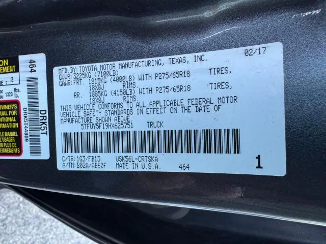 2017 TOYOTA TUNDRA DOUBLE CAB SR  