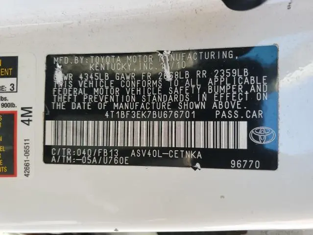 2011 TOYOTA CAMRY BASE