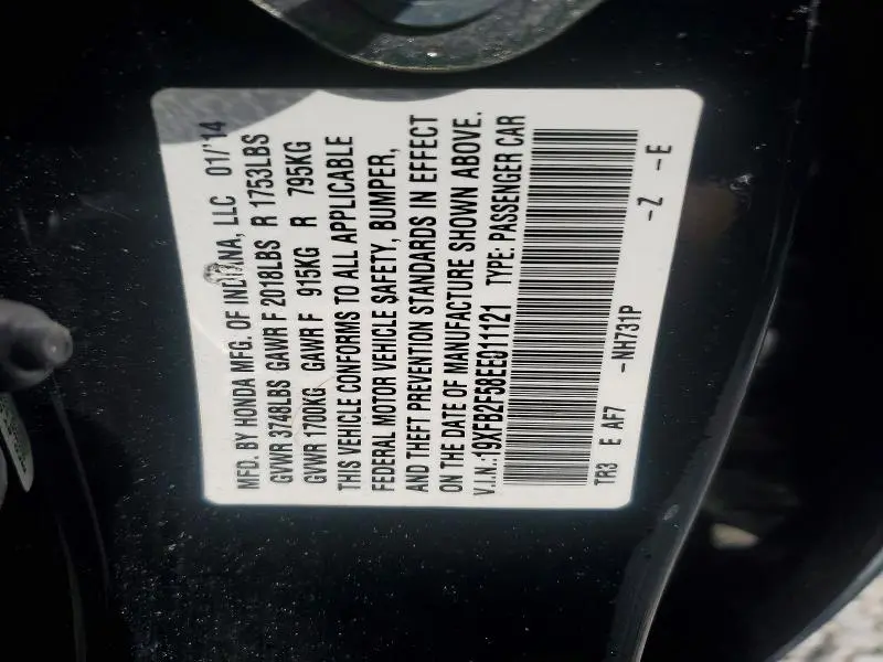 2014 HONDA CIVIC LX  