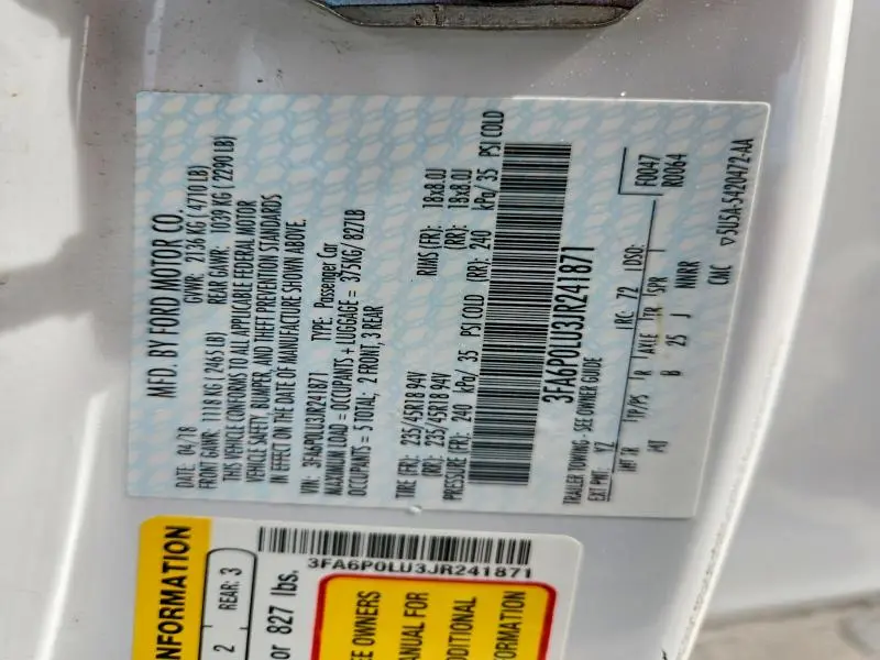 2018 FORD FUSION SE HYBRID  