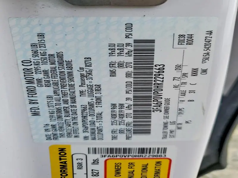 2017 FORD FUSION SPORT  