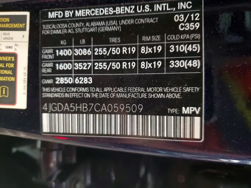 2012 MERCEDES-BENZ ML 350 4MATIC  