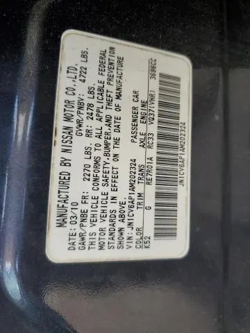 2010 INFINITI G37 BASE  
