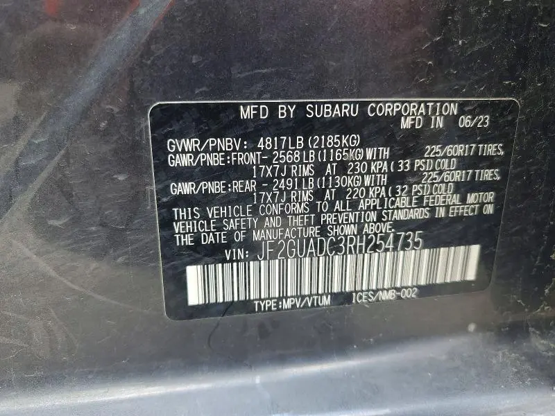 2024 SUBARU CROSSTREK   