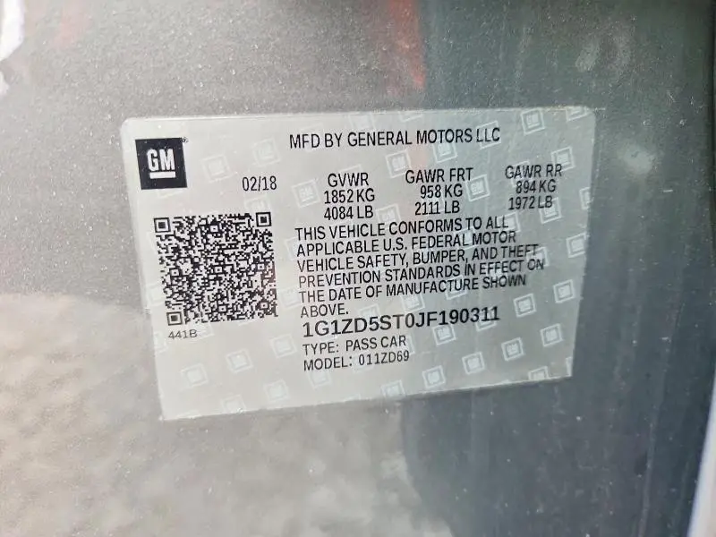 2018 CHEVROLET MALIBU LT  