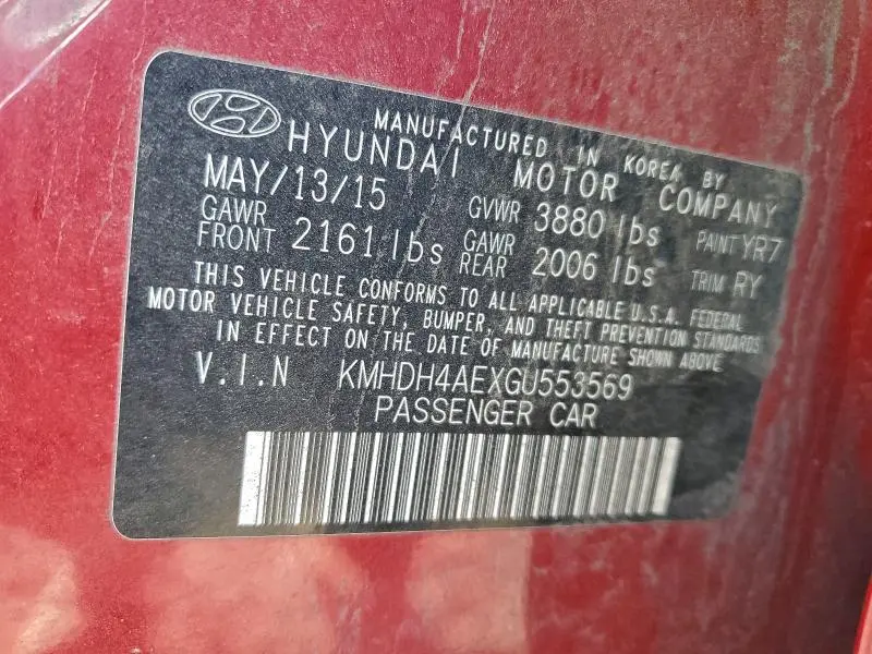 2016 HYUNDAI ELANTRA SE  