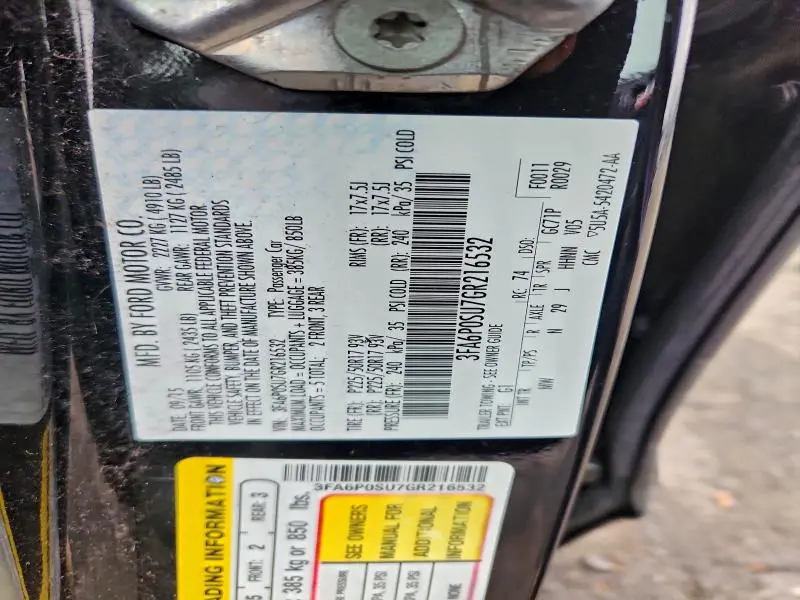 2016 FORD FUSION TITANIUM PHEV  