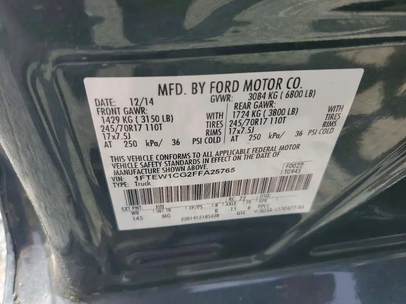 2015 FORD F150 SUPERCREW  