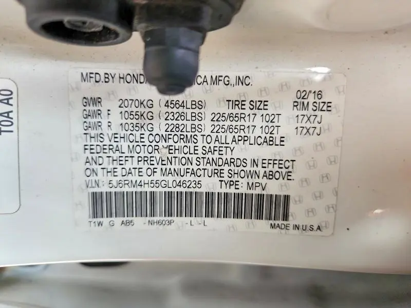 2016 HONDA CR-V EX  