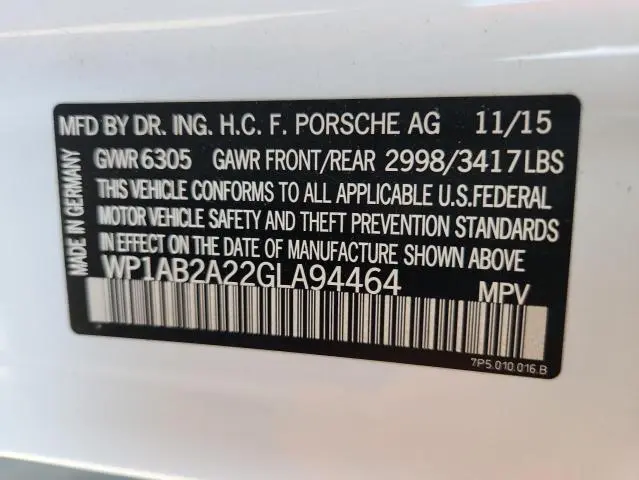 2016 PORSCHE CAYENNE S  