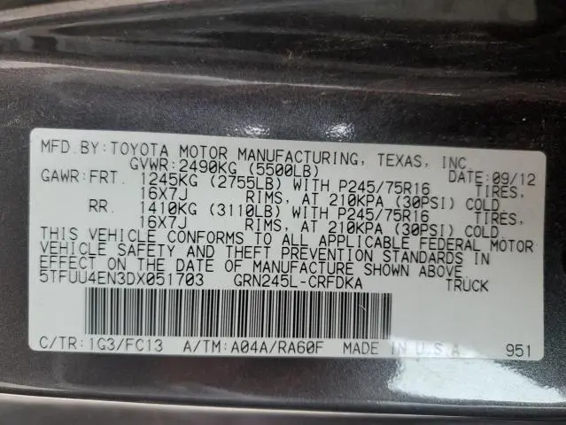 2013 TOYOTA TACOMA   