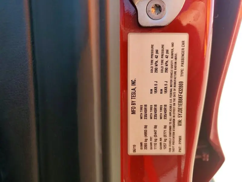 2019 TESLA MODEL 3   