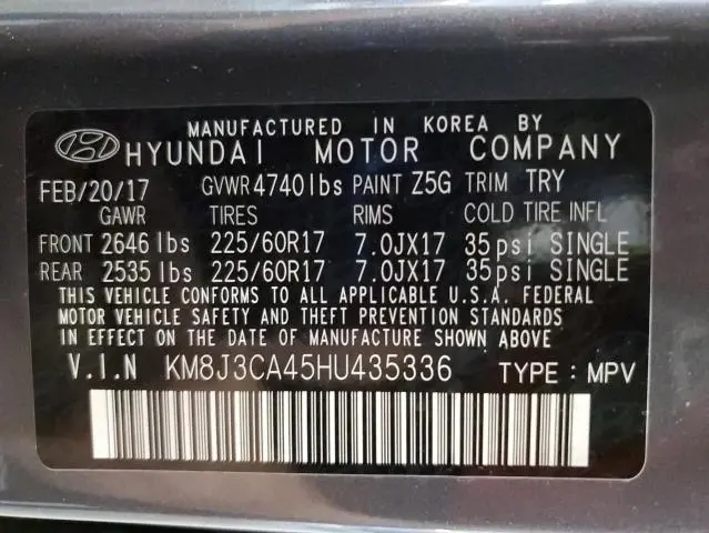 2017 HYUNDAI TUCSON LIMITED  