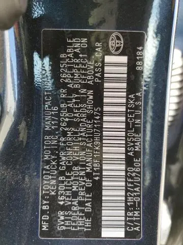 2017 TOYOTA CAMRY LE  