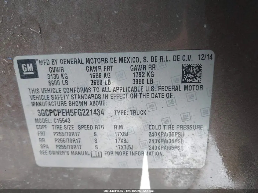 2015 CHEVROLET SILVERADO 1500 LS