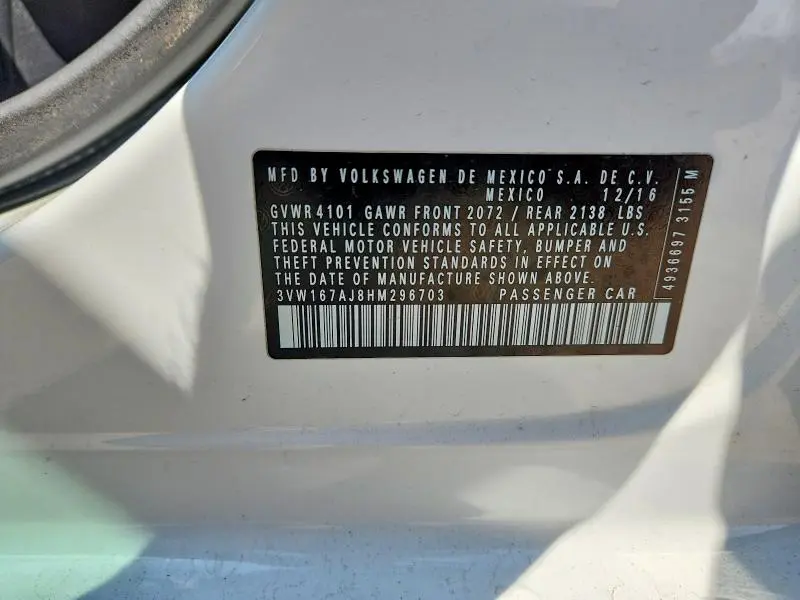 2017 VOLKSWAGEN JETTA S  