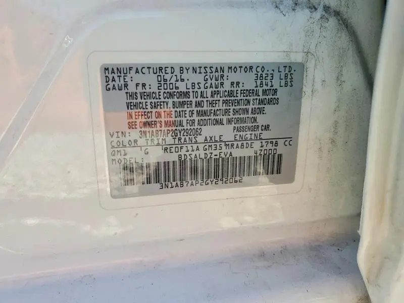 2016 NISSAN SENTRA SV  