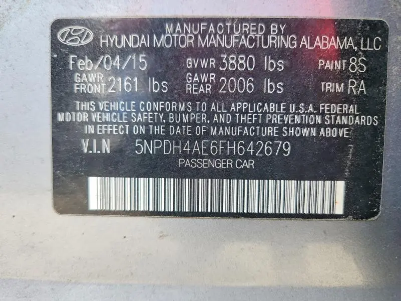 2015 HYUNDAI ELANTRA SE  