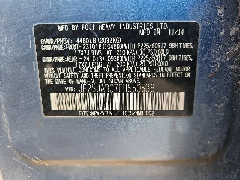 2015 SUBARU FORESTER 2.5I  