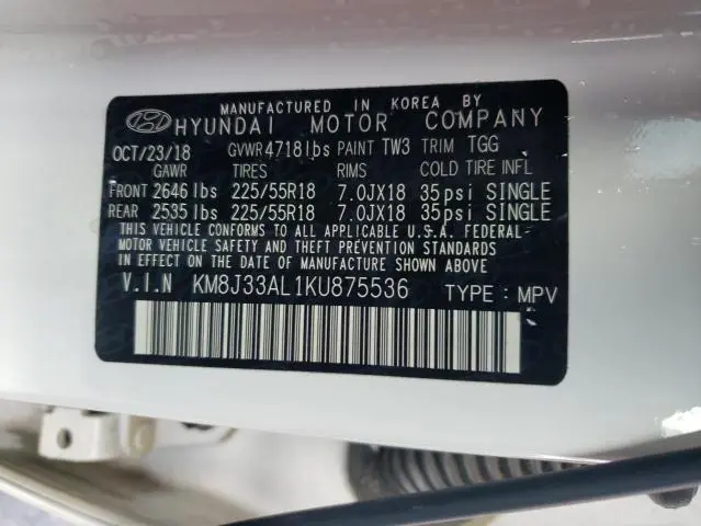 2019 HYUNDAI TUCSON LIMITED  