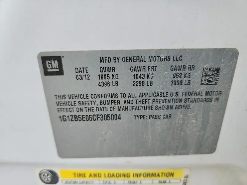 2012 CHEVROLET MALIBU LS  