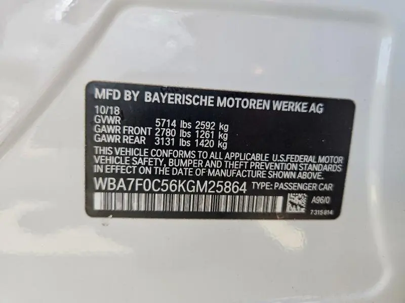 2019 BMW 750 I  