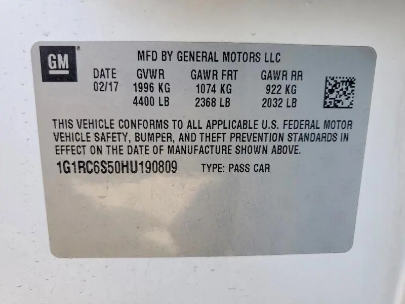 2017 CHEVROLET VOLT LT  