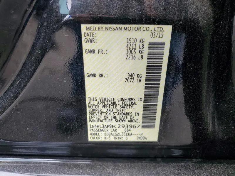 2015 NISSAN ALTIMA 2.5 S  