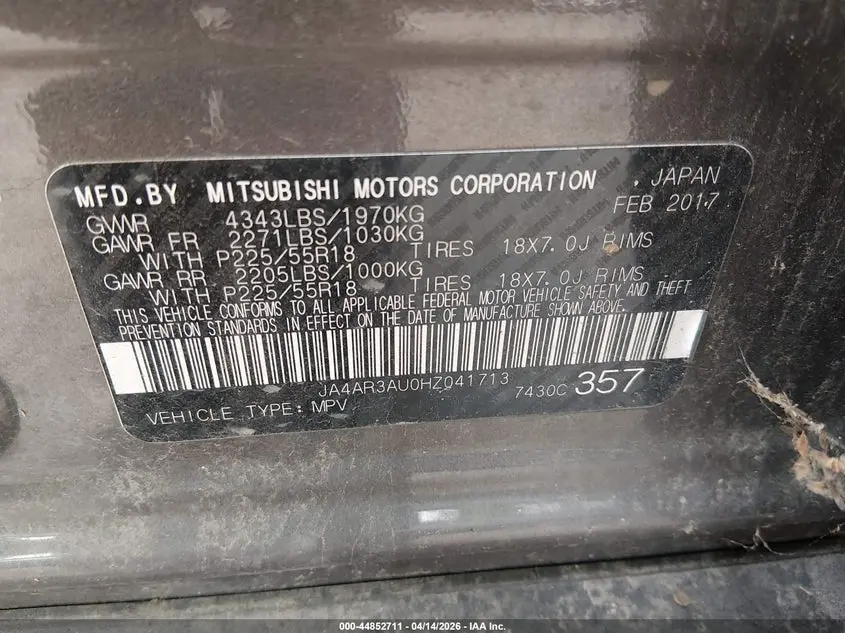 2017 MITSUBISHI OUTLANDER SPORT 2.0 LE