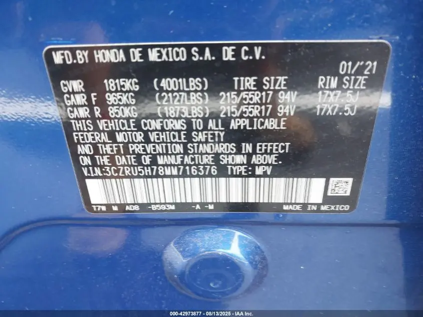 2021 HONDA HR-V 2WD EX-L