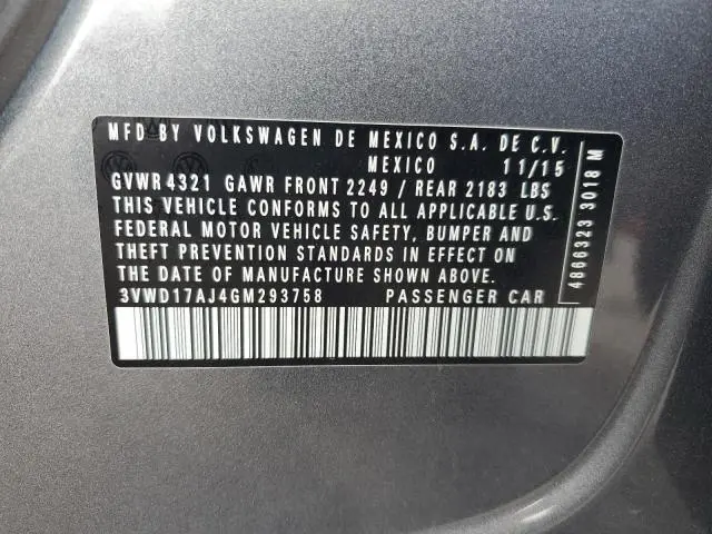 2016 VOLKSWAGEN JETTA SPORT  