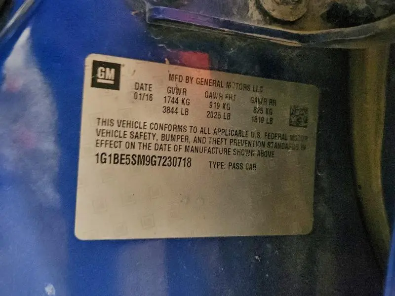 2016 CHEVROLET CRUZE LT  