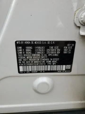 2020 HONDA HR-V SPORT  