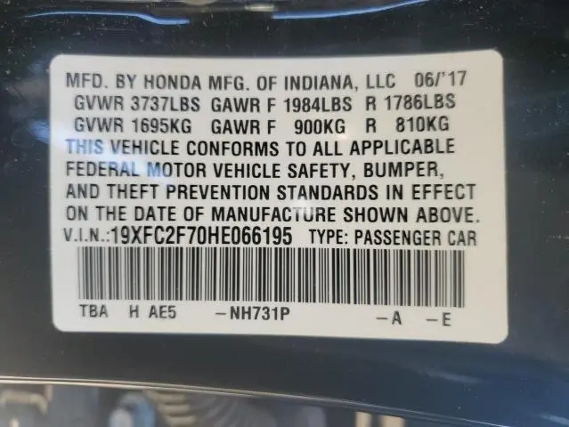 2017 HONDA CIVIC EX  
