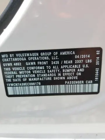 2014 VOLKSWAGEN PASSAT SEL  