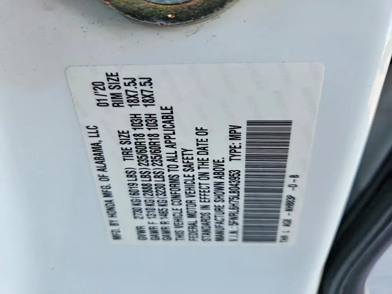 2020 HONDA ODYSSEY EXL  