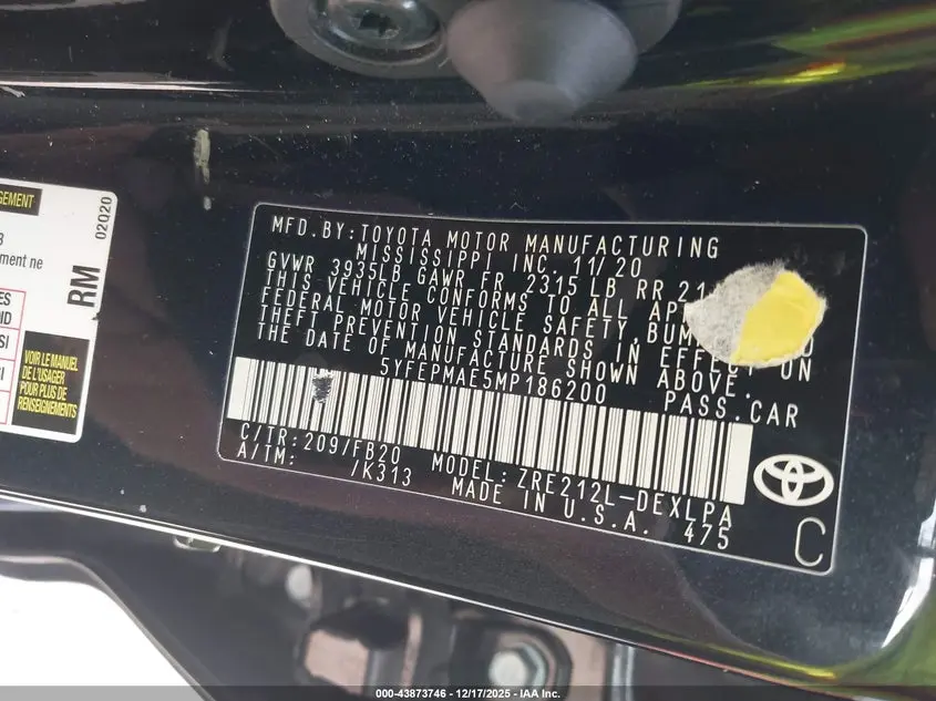 2021 TOYOTA COROLLA LE