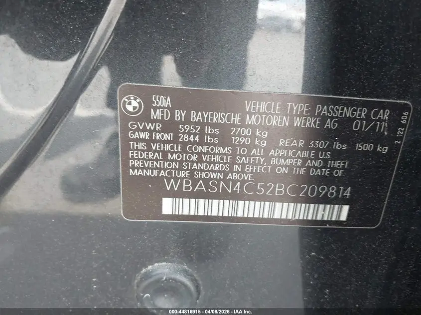 2011 BMW 550I GRAN TURISMO  