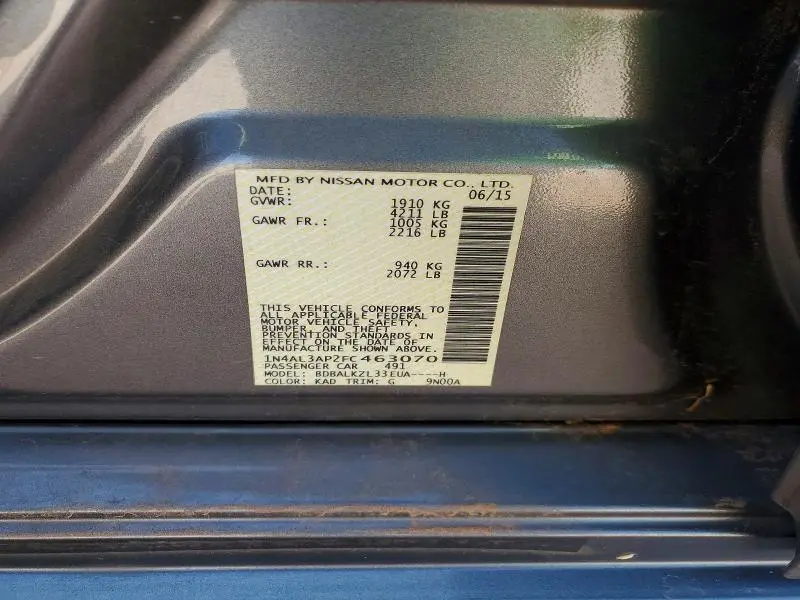 2015 NISSAN ALTIMA 2.5 SV  