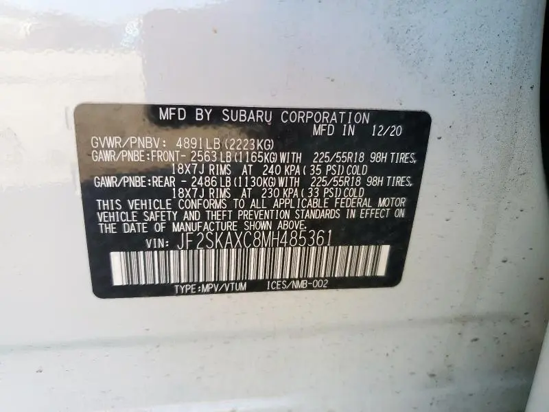 2021 SUBARU FORESTER TOURING  