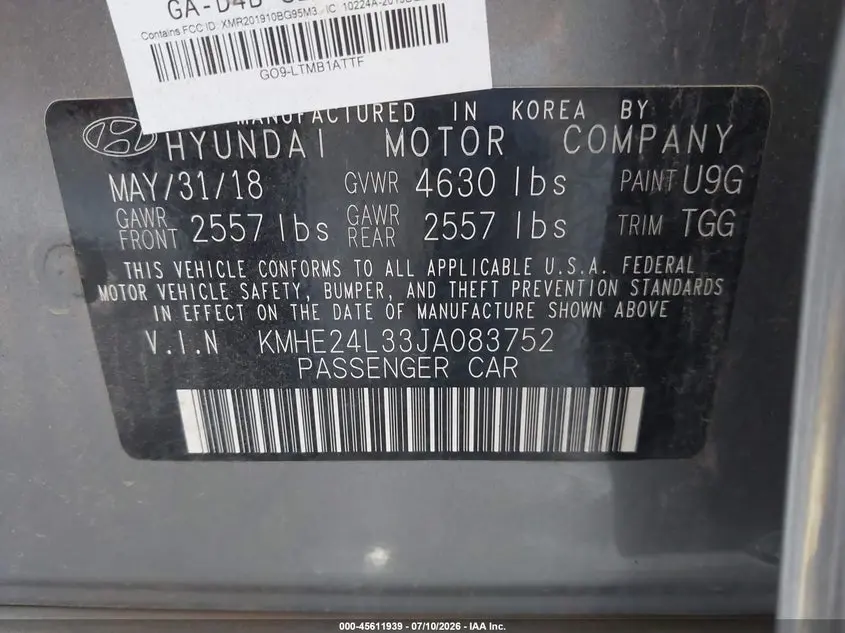 2018 HYUNDAI SONATA HYBRID SE