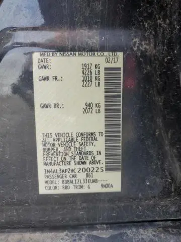 2017 NISSAN ALTIMA 2.5  