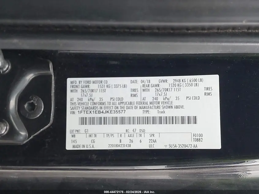 2018 FORD F-150 XL