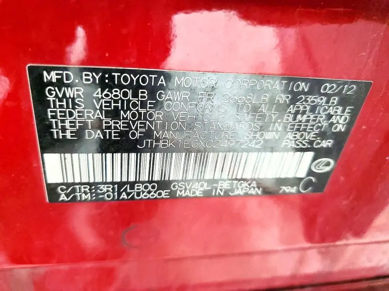 2012 LEXUS ES 350  