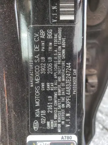 2018 KIA FORTE EX  