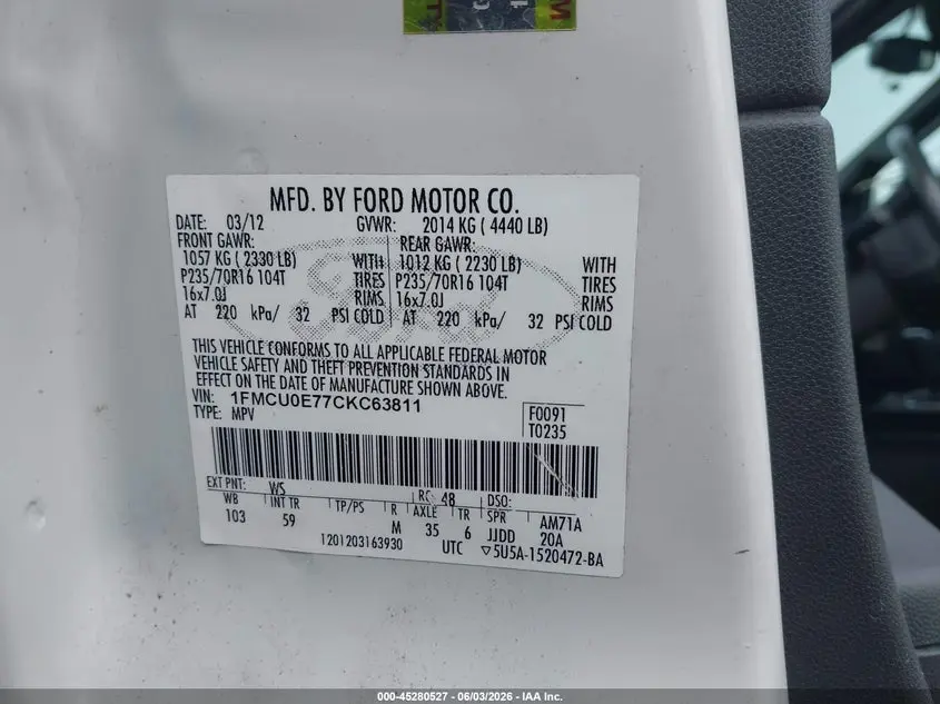 2012 FORD ESCAPE LIMITED