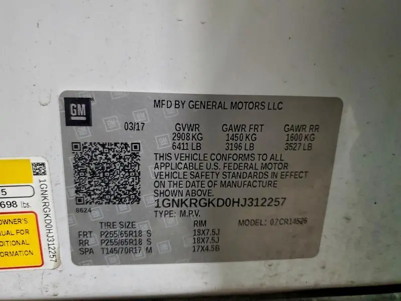 2017 CHEVROLET TRAVERSE LT  