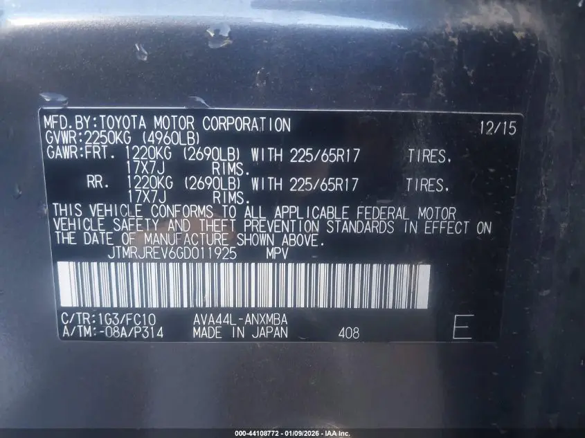 2016 TOYOTA RAV4 HYBRID XLE