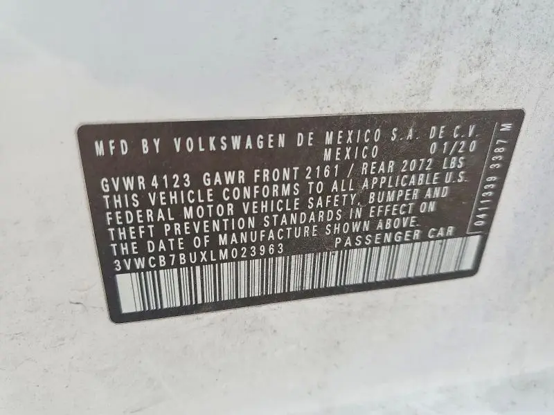 2020 VOLKSWAGEN JETTA S  